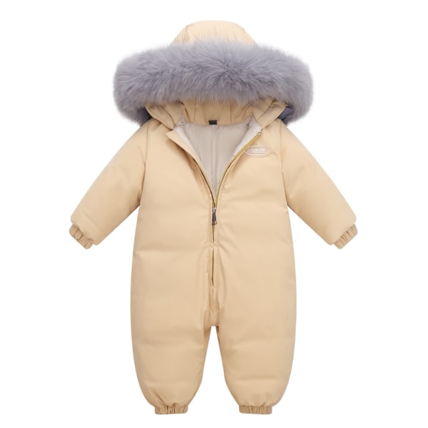 Children's winter thickened warm one-piece down jacket apricot 110cm