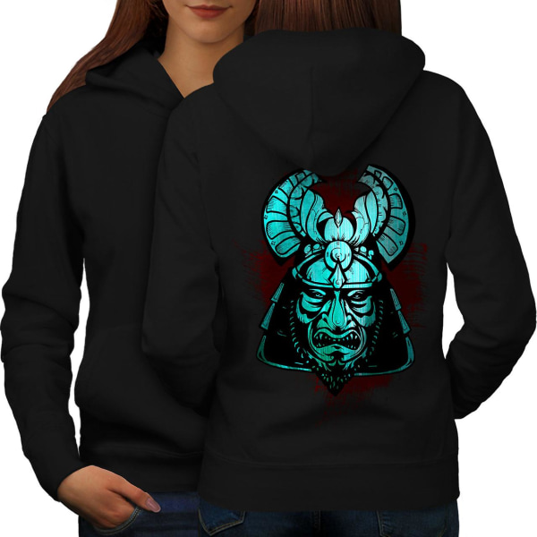 Fantasy Katana Warrior Dame BlackHoodie Tilbake | Wellcoda CMK Black X-Large