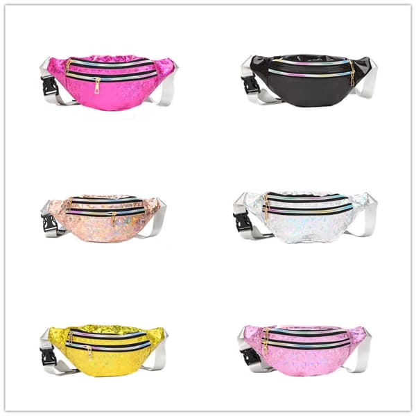 Fanny Pack til børn, glitter midjeväske Blanke tasker med justerbar