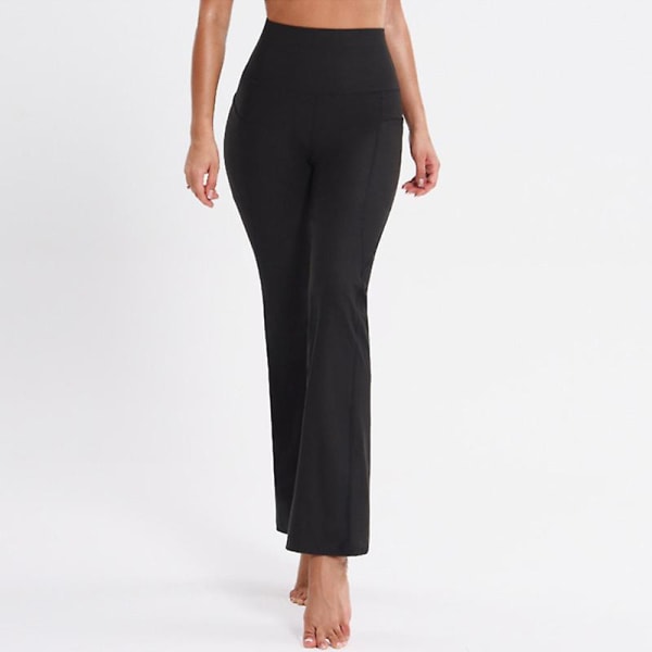 Kvinder Yoga Bukser Højtaljede Leggings Stretchy Løbebukser Mavekontrol træningsbukser CMK Black L