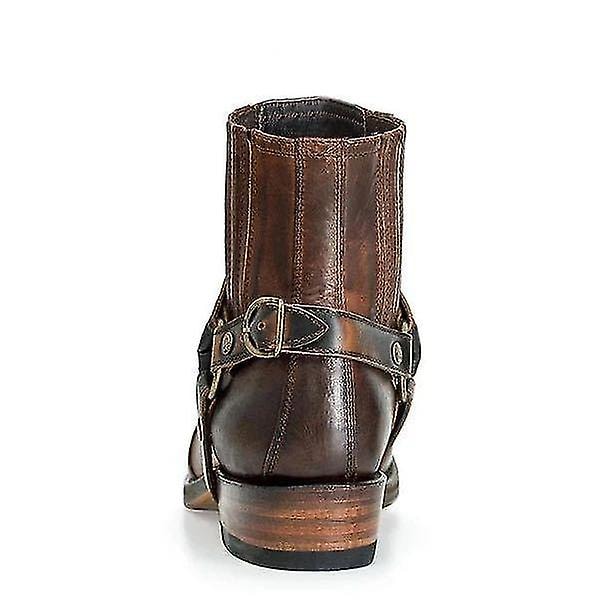 Lännenbootsit miehille, vintage-kirjailut, neliökärkiset kirjaillut lyhyet bootsit, vaalea kahvi Light Coffee 41