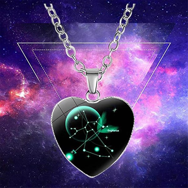 Constellation Heart Riipus Kaulakoru Lasi Sisustus Metalli Kaulaketju Yksinkertainen Koru Lahja Naisille Miehille Uusi CMK Aquarius