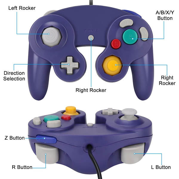 Gamecube Gamepad, 2-pack klassisk gamepad med vibrasjonssjoystic