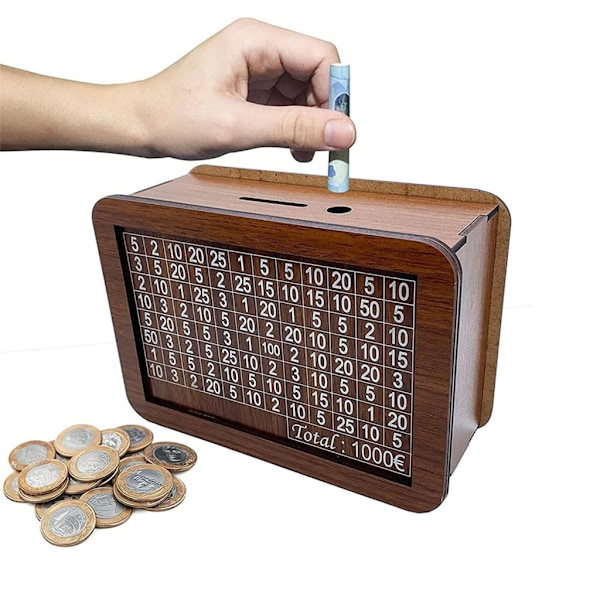 Penningskrin i trä med disk för att spara pengar för barnmyntbanker Återanvändbar spargris med markörmål Nummer Födelsedagspresent 0.19 1000