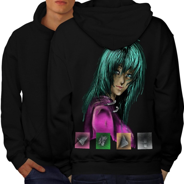 Anime Grøn Funk Mænd BlackHoodie Tilbage | Wellcoda CMK Black Medium