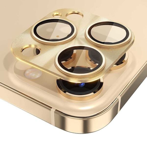 iPhone 13 Pro/13 Pro Max Linssisuoja Metalli Karkaistu Lasi kulta gold