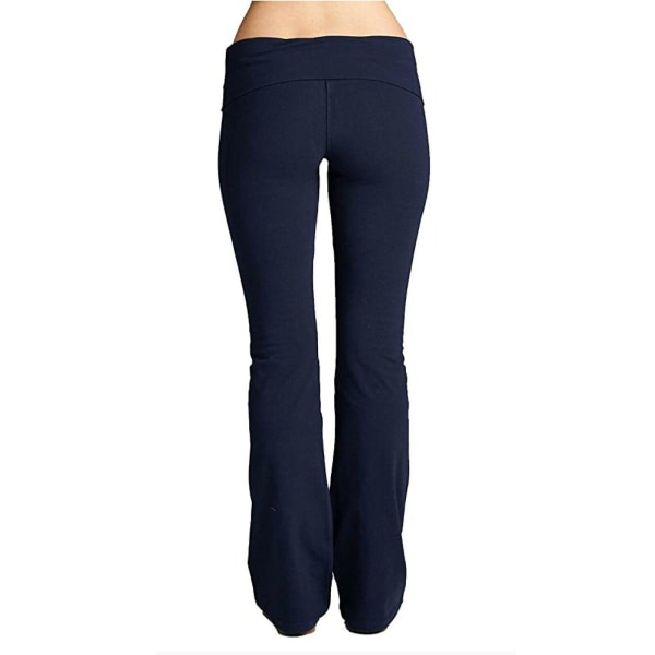 Kvinder Stretch Yoga Leggings Fitness Løbe Gym Fuld Længde Sports Aktive Bukser CMK Navy blue L