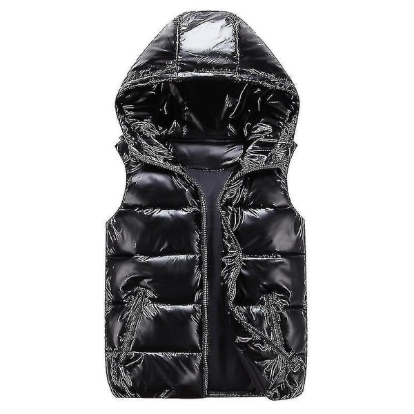 Unisex skinnende polstret vest med hette stativ krage vest for menn og kvinner Sztlv CMK Black XS