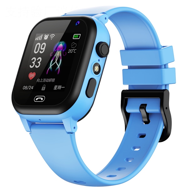Ny barn 4G smartklokke SOS GPS plassering videosamtale SIM-kort for barn Smartwatch kamera vanntett klokke (FW) blå