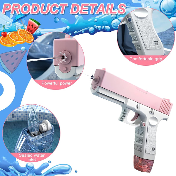 En-knapps automatisk elektrisk vattenpistol sommarpoolleksaker Rosa