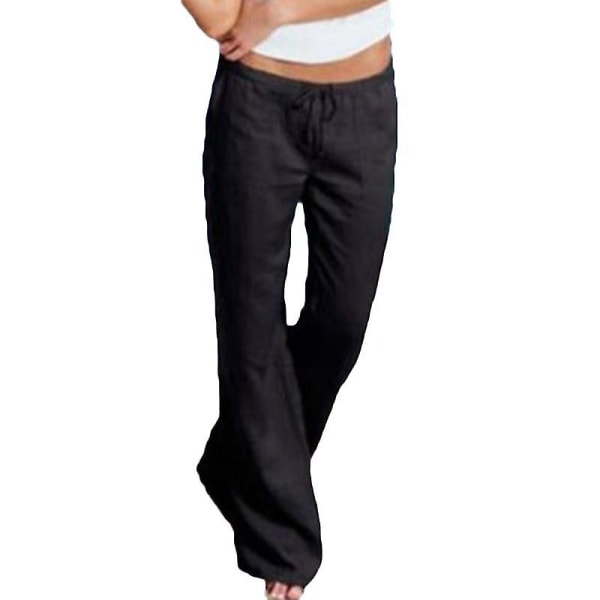 Ladies Casual Solid Color Yoga Pants Black 3XL