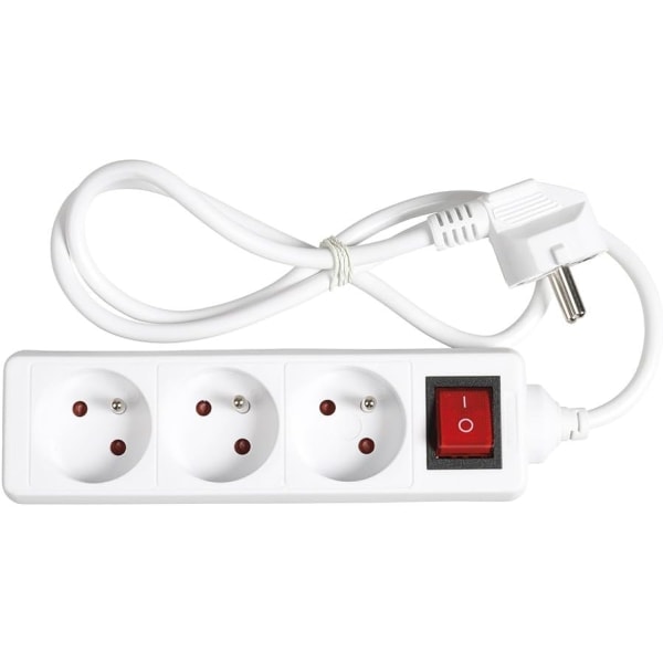 Uttagslist med 3 uttag, flera uttag - Uttagslist med 3 uttag + strömbrytare, Uttagslist med flera uttag - 3P / 16A - Vit