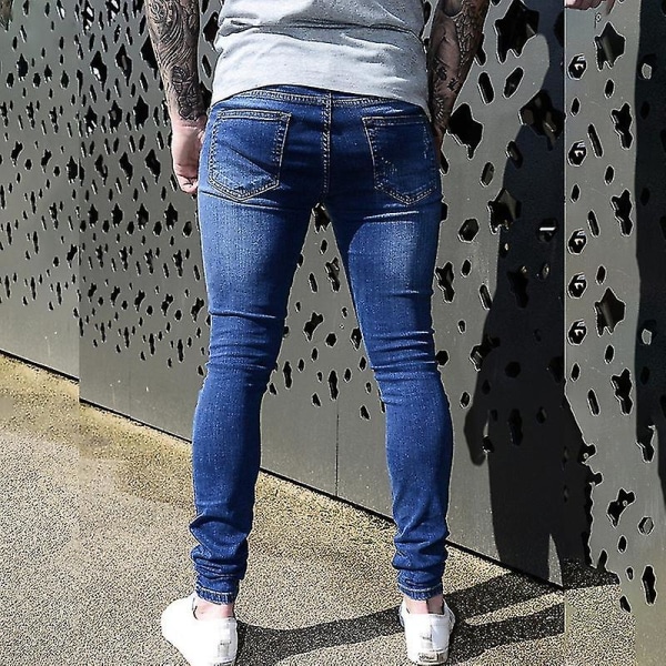 men's ripped frayed jeans Dark Blue 3XL