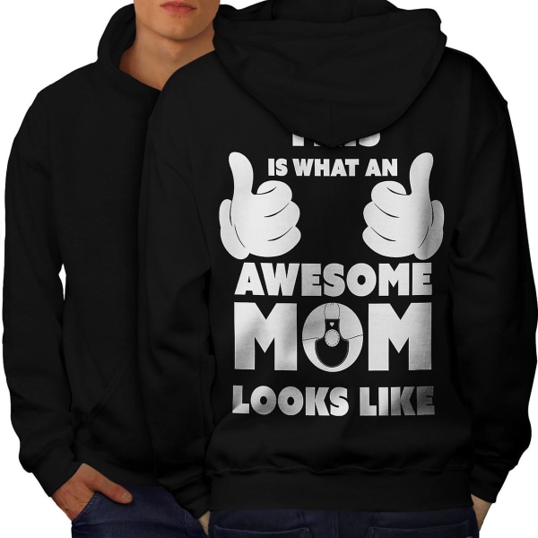 Awesome Mamma Cool Funy Men BlackHoodie Baksida | Wellcoda CMK Black X-Large