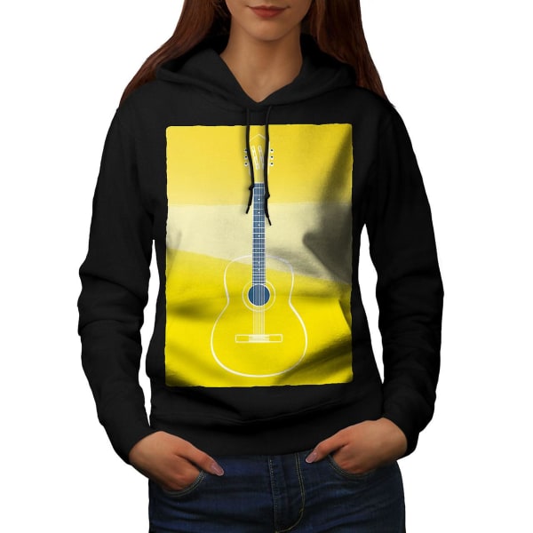 Guitar Acoustic Art Women BlackHoodie | Wellcoda CMK Black Large