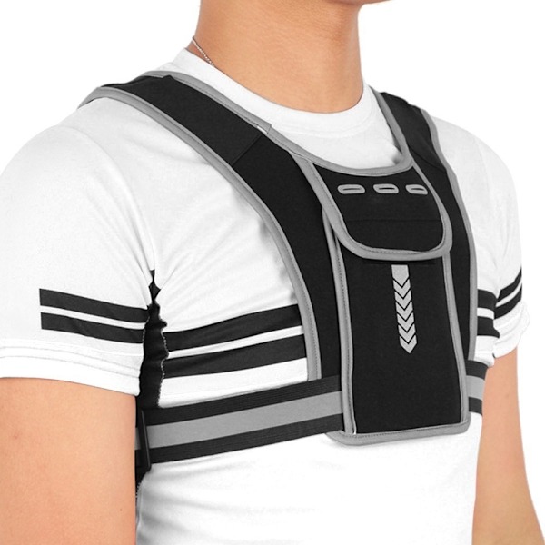 Refleksvest Løbevest Udstyr Løb Vandring Cykling Black Svart
