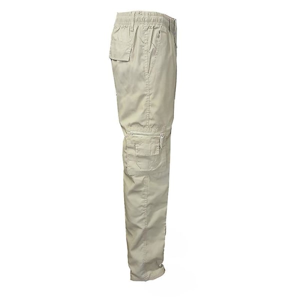 Men's Plain Color Cargo Straight Pants Khaki L