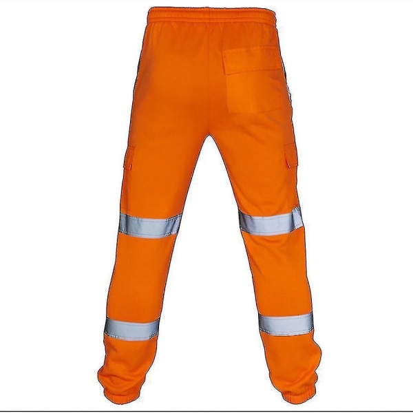 Miesten Hi Vis Viz Näkyvyys Turvallisuus Työhousut Kiristysnauha Housut Lenkkeilypohjat CMK 2XL Orange