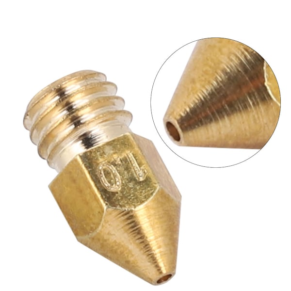 10 kpl 1 mm messinkisuuttimia 1,75 mm MK8 3D-tulostimille