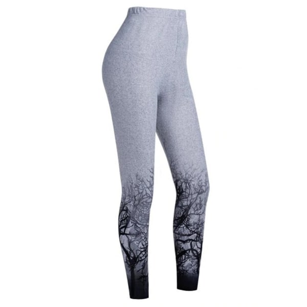 Leggings med floral elastisk midje for kvinner Black 4XL