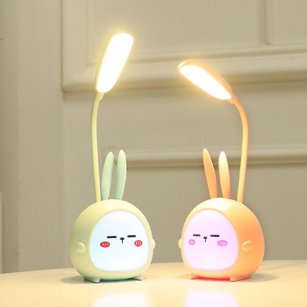 Bärbar Led-bordslampa Hopfällbar ljus Söt tecknad skrivbordslampa USB Recharge LED-lampa X Green Rabbit