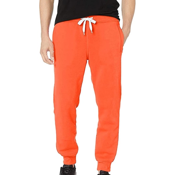 Men Casual Sports Pants Classic Colors Various Sizes Pants With Elastic Band For Running Outdoor Indoor Fitness CMK Orange S
