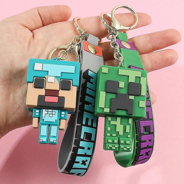 【Tricor-butikk】 New Creativity My World 3d Sandbox Game Nøkkelring Minecraft Par Nøkkelring Bag Anheng Cos Action Figur