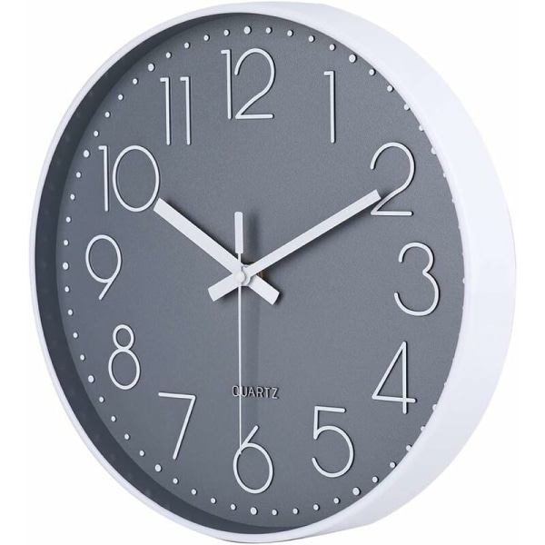 Modern Silent Non-Ticking Wall Clock, Silent Mute Wall Clock Wall Pendulum for Bedroom Kitchen Living Room - Gray-30 CM