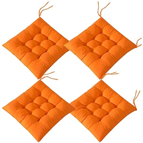 st bløde stolehynder, stolehynder med bånd, spisebordsstolehynder til have terrasse køkken spisestue (40x40cm)D orange