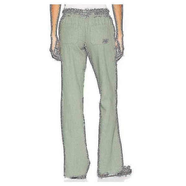 Women's Cotton Linen Pants Beach Pant Free Shipping CMK green S