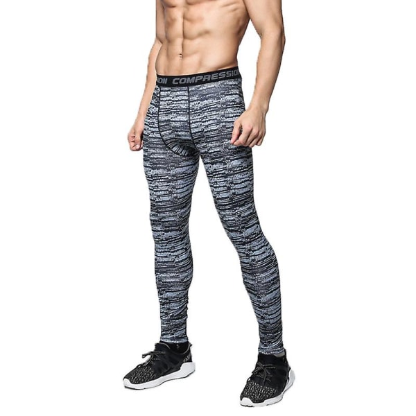 men's fitness sports leggings Grey And Black Striped M