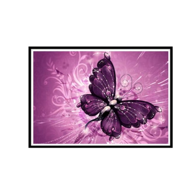 Lilla blomst sommerfugl diamant maleri (40*30cm)