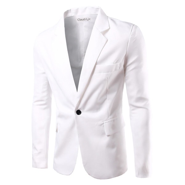 Allthemen Herre Solid Color Slim Fit Business Casual Blazer CMK White 3XL