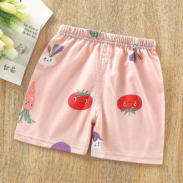 Children's cartoon print elastic shorts Pink Tomatoes 2-3T