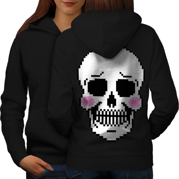 Blush Cute Skeleton Skull Kvinder BlackHoodie Back | Wellcoda CMK Black X-Large