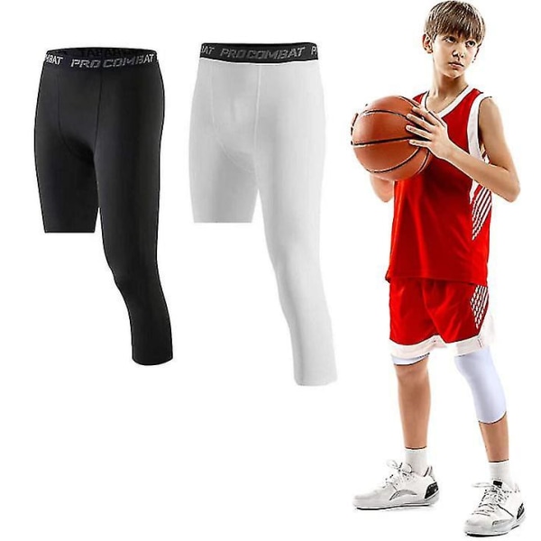 Basketball Tights 3/4 Compression Pants For Men CMK Black left long XL