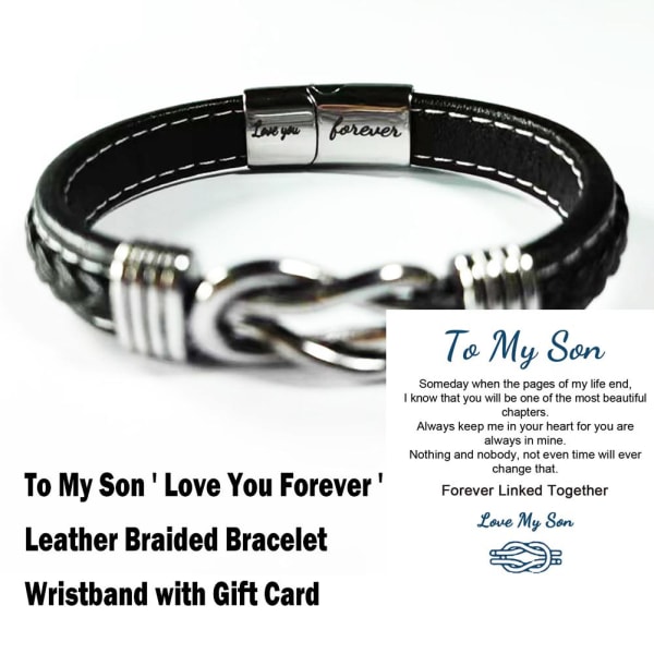 Till My Son Armband Armband Mor och Son Forever Linked PU Leath