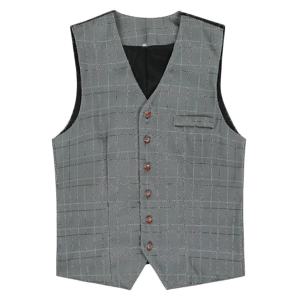 Miesten V-kaula-aukkoinen ruudullinen liivi Slim Classic Vest (kusai) CMK Gray M