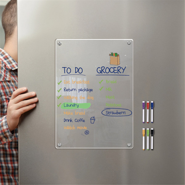 Magnetisk ugekalender til køleskab, akryl magnetisk slettetavle, ugeplanlægningstavle Klare whiteboard-kalendertavler 0.4 L