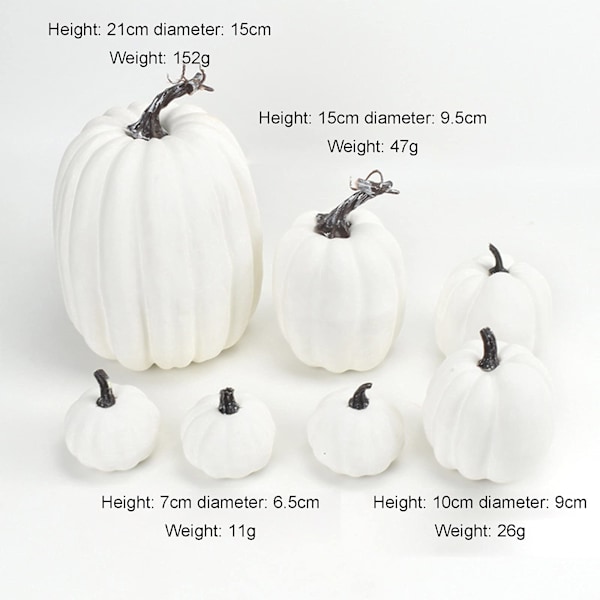 Halloween-Pumppuja Simuloivat Koristeet 7 kpl Simuloitu Pumppu Malli Teko-Pumppu Koriste Väärennös Pumppu Halkeilee White