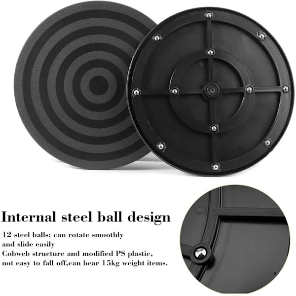 2 stk roterende brett, 20 cm universell dreieplate i plast 360 grader roterende dreieplate manuell dreieplate med stålkulelager for TV-håndverk