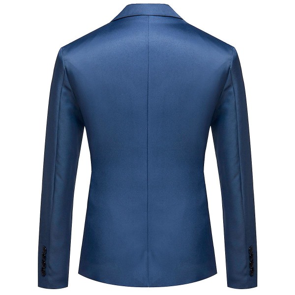 Allthemen Herre Business Casual One Butched Revers Ensfarvet jakkesæt CMK Royal Blue S