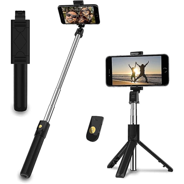 Bluetooth selfie stick-stativ med fjärrkontrollrotation