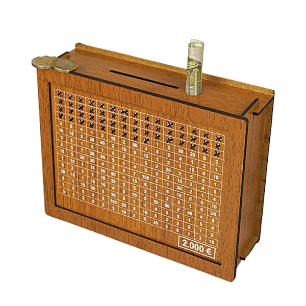 Trepengeskrin med skillevegg for å spare penger for barn - Myntbøsse - Gjenbrukbar spargris med markør mål - Nummer - Bursdagsgave 0.19 1000