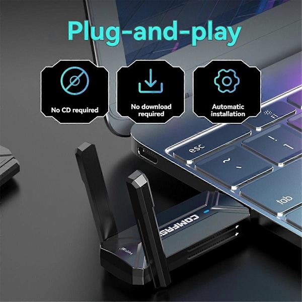 WiFi7 USB-sovitin BE6500 WiFi-kortti USB 3.0 WiFi 7 verkkosovitin langaton adapteri PC-kannettavalle
