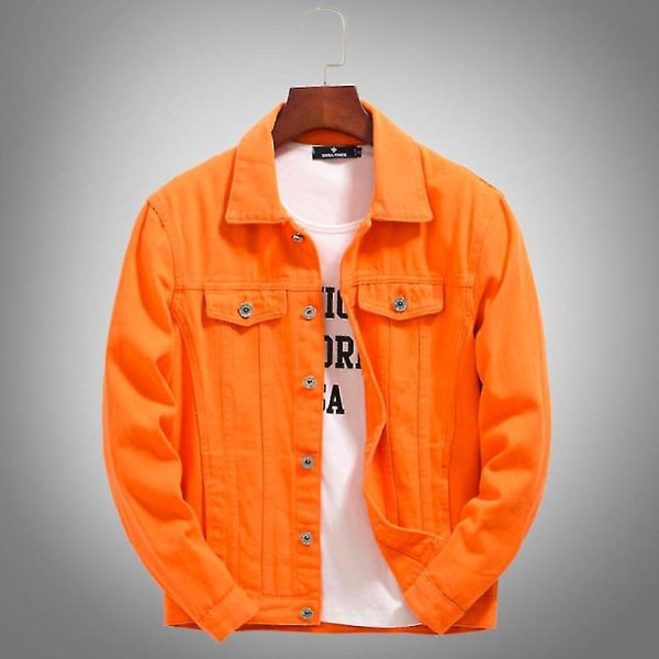 Mænd Jakker Streetwear Denimjakke Casual Fashion A Orange Aisan XXXL