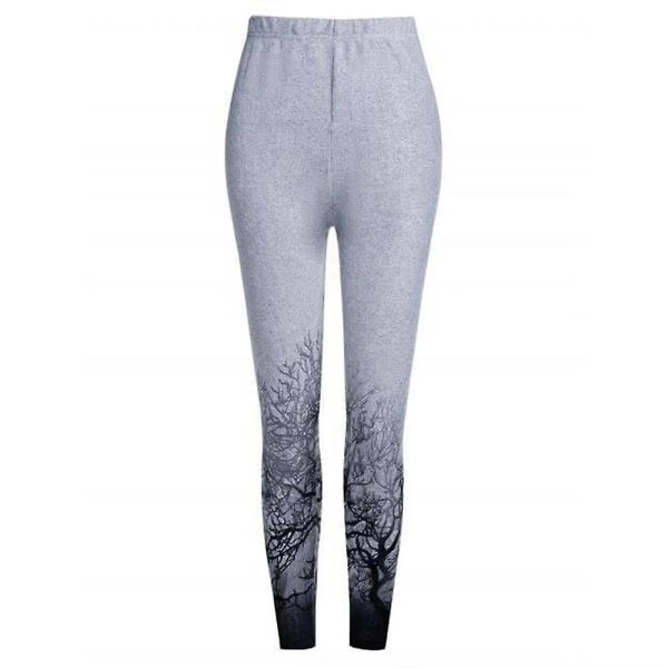 Leggings med floral elastisk midje for kvinner Black XL