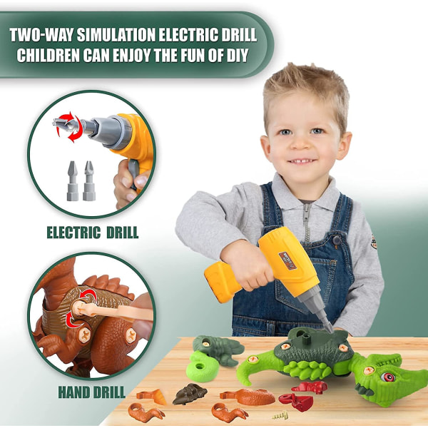 Leksak för 4 5 6-åriga pojkar ta isär Dinosaurieleksaker för barn Set med elektr.