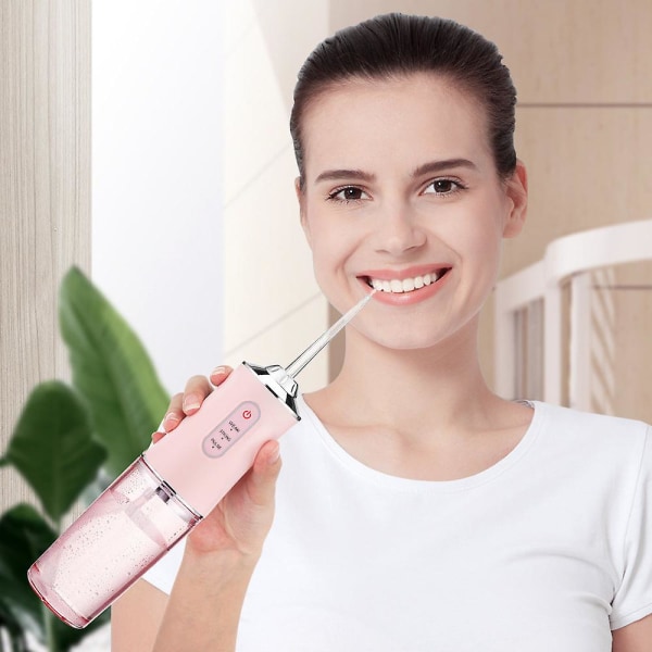 【Tricor-butikk】 Bærbar munnskylling Dental Hygiene 220 ml Trådløs irrigator tennrengjøring Pink