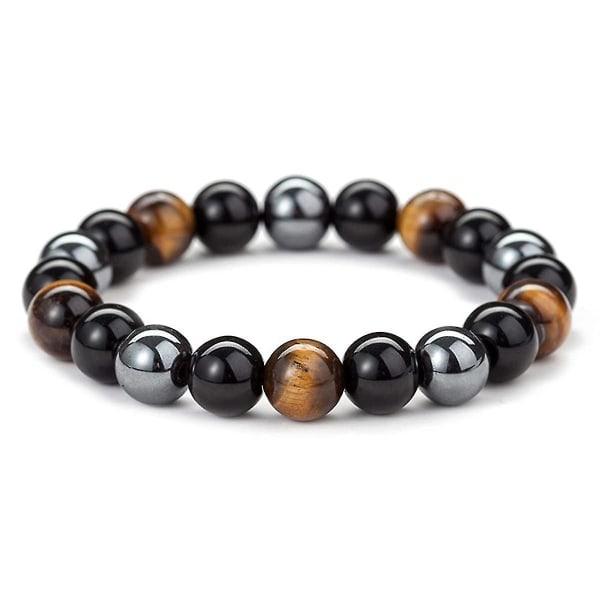 Helmirannekoru Obsidian Tiger Eye ja Hematite Stone Rannekoru